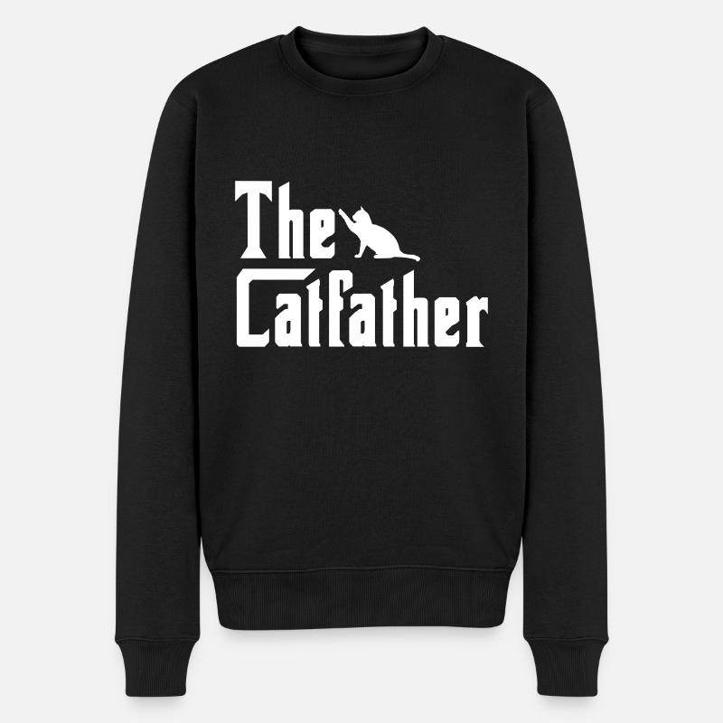 Der Katzenvater - Männer Premium Bio Pullover - Schwarz