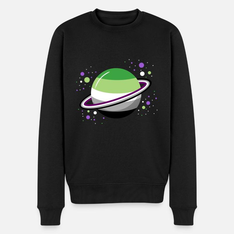 Asexueller Aromantischer Weltraumplanet - Männer Premium Bio Pullover - Schwarz