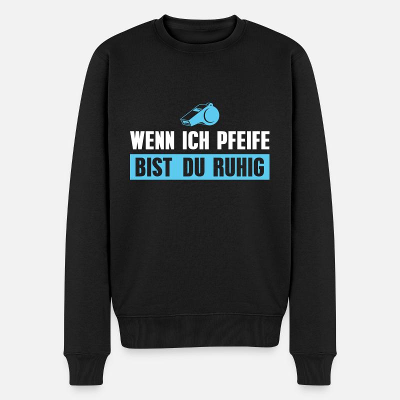 Schiedsrichter Pfeife Fußballschiri - Männer Premium Bio Pullover - Schwarz