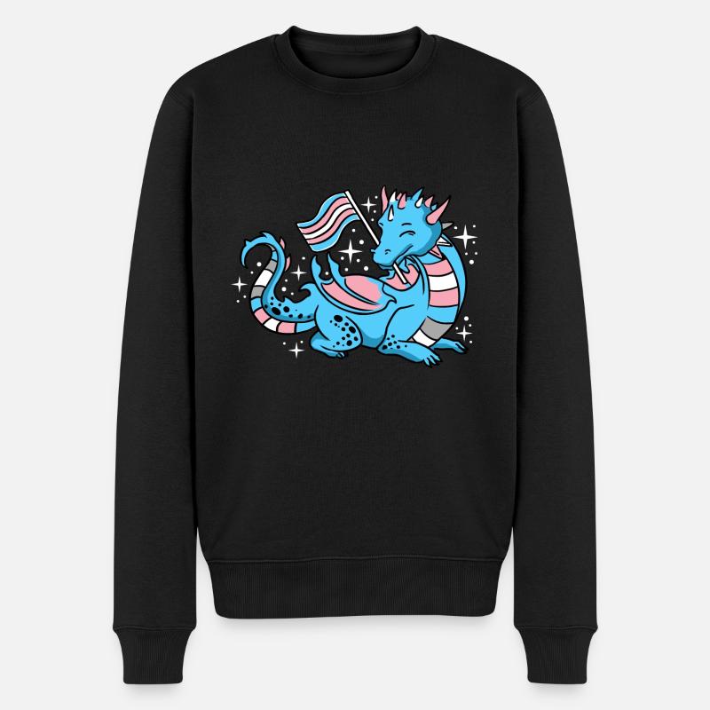 Trans Pride Drache - Männer Premium Bio Pullover - Schwarz