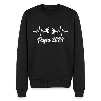 Papa 2024 Schwangerschaft Werdender Vater - Männer Premium Bio Pullover - Schwarz - Vorne - Nico (187cm)