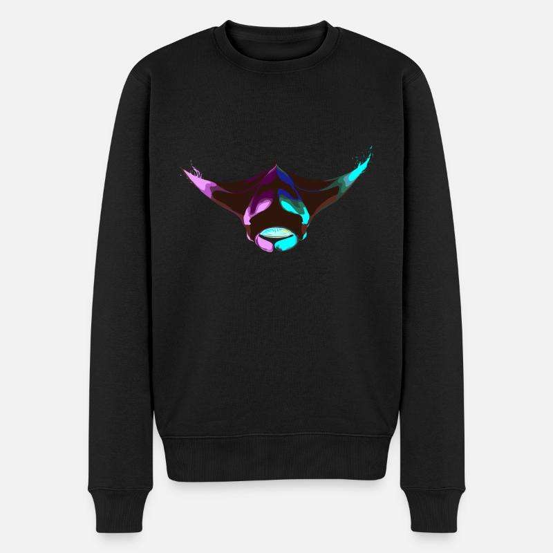 Splash Manta Rochen Stachelrochen - Männer Premium Bio Pullover - Schwarz