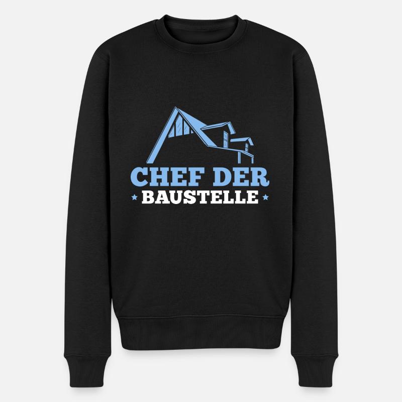 Hausbau Chef der Baustelle Eigenheim Bauherr - Männer Premium Bio Pullover - Schwarz