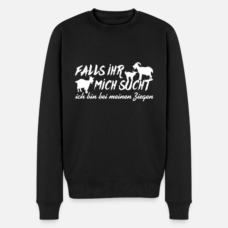 Ich bin bei den Ziegen | meine Ziegen - Männer Premium Bio Pullover - Schwarz
