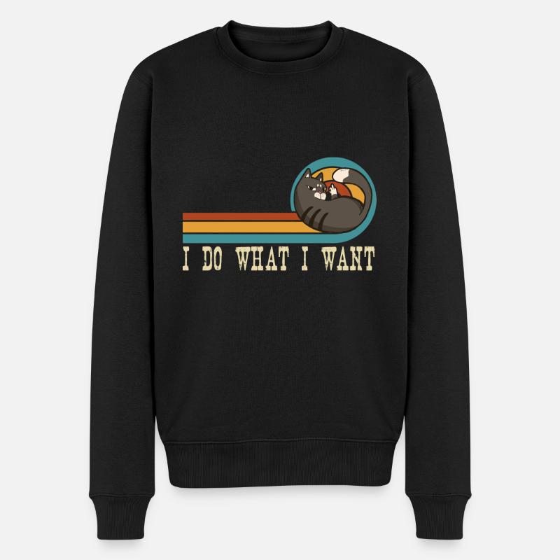 Katze Spruch lustig - Männer Premium Bio Pullover - Schwarz