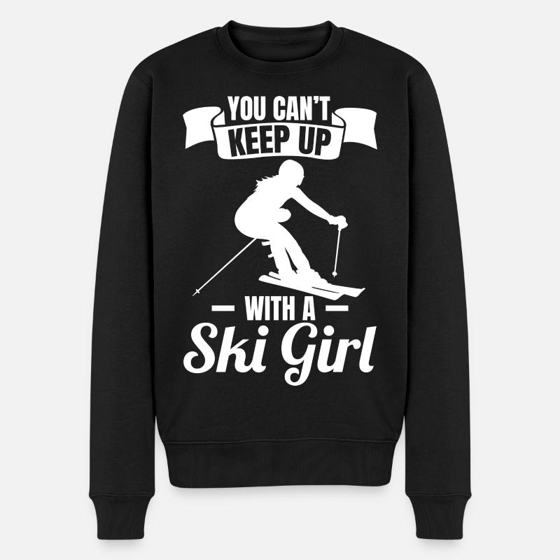 Ski Mädchen - Männer Premium Bio Pullover - Schwarz