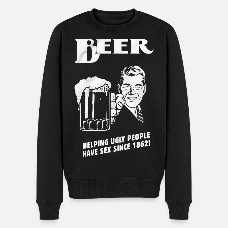 Bierheld Retrohumor Shirt - Männer Premium Bio Pullover - Schwarz
