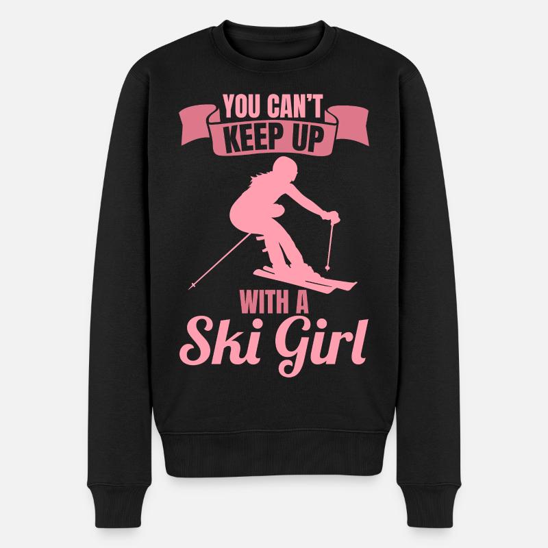 Skifahrerin - Männer Premium Bio Pullover - Schwarz