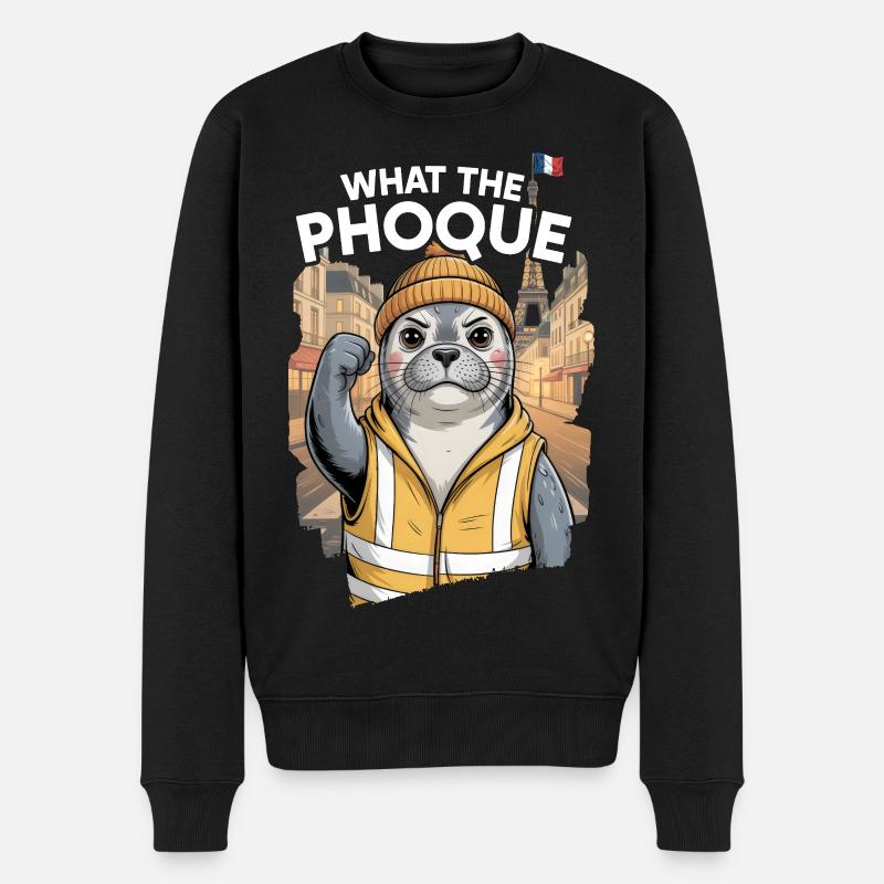 Was der Robben-Gelbwesten-Humor-Protest - Männer Premium Bio Pullover - Schwarz