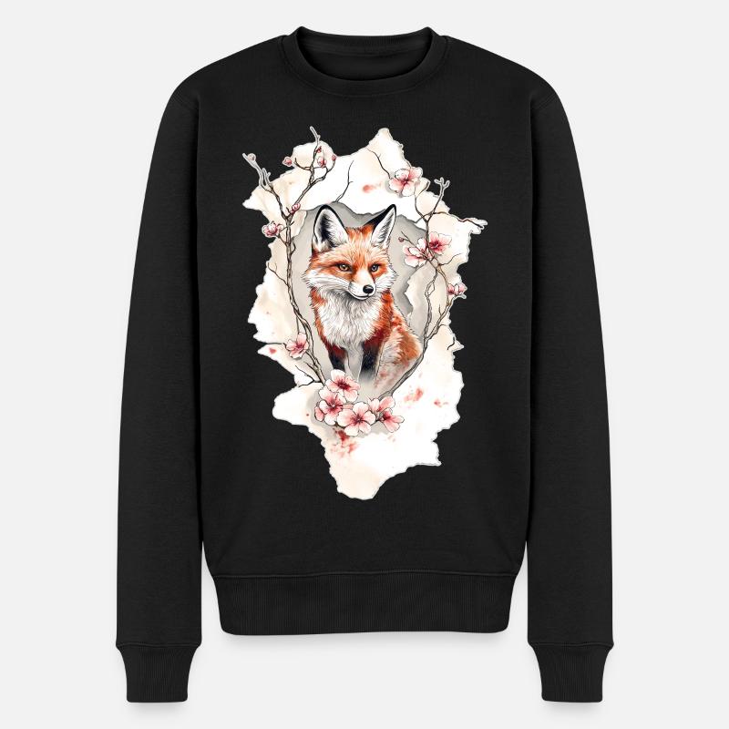 Fleurs de cerisier renard - Pull Premium bio Homme - noir