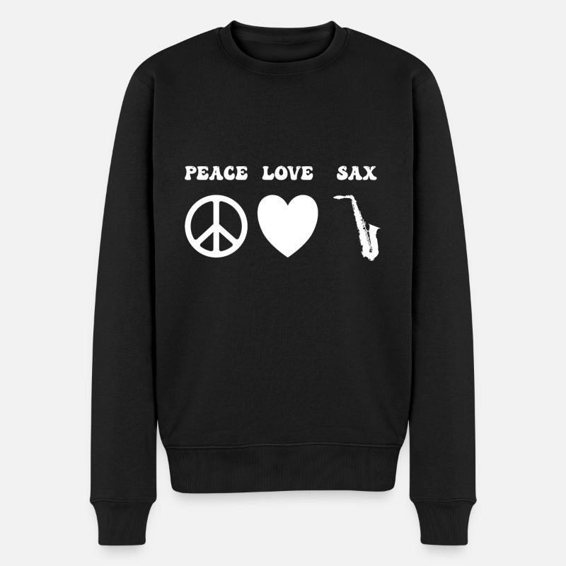 Liebe Saxophon - Männer Premium Bio Pullover - Schwarz