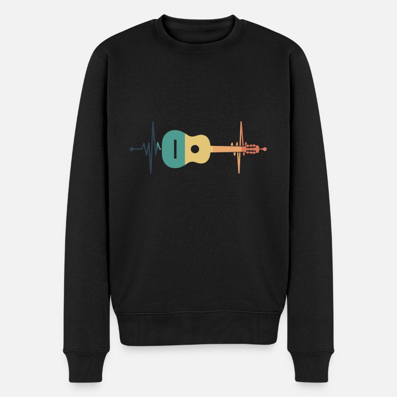 Gitarre Herzschlag - Männer Premium Bio Pullover - Schwarz