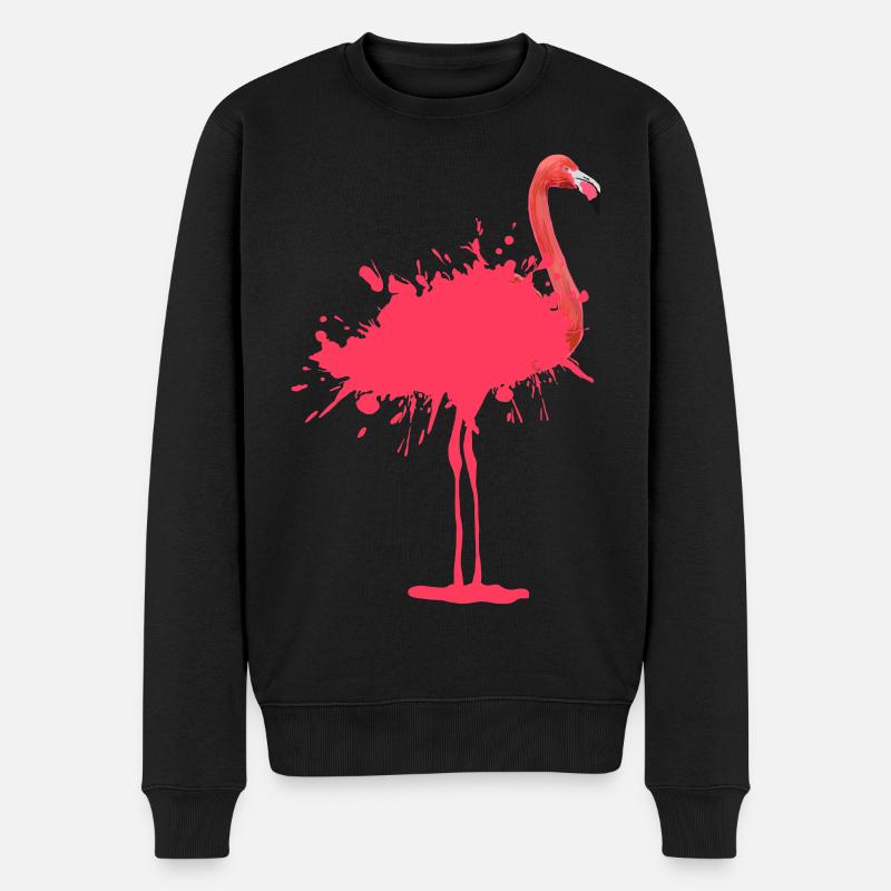 Flamingo - Farbklecks - Männer Premium Bio Pullover - Schwarz