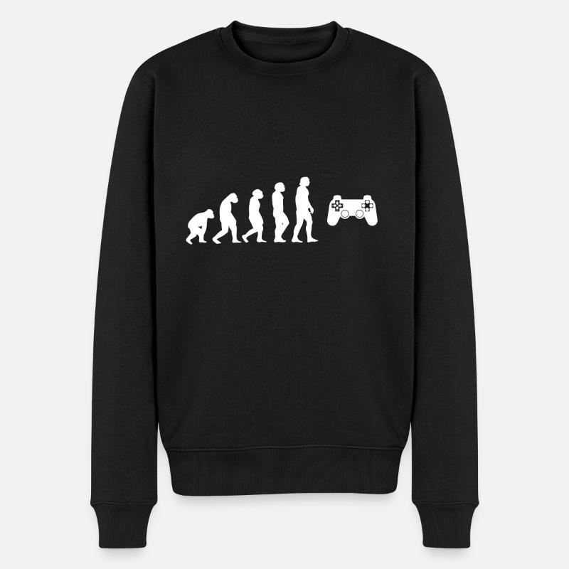 Evolution Zocker - Männer Premium Bio Pullover - Schwarz