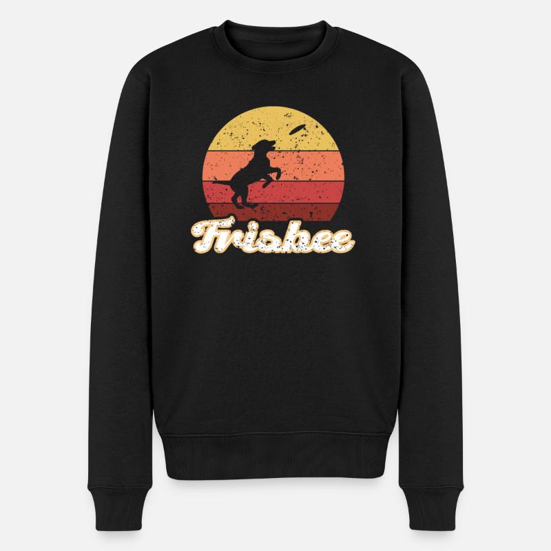 Frisbee Discgolf Hund Geschenkidee - Männer Premium Bio Pullover - Schwarz