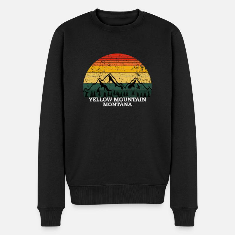 Yellow Mountain Montana - Männer Premium Bio Pullover - Schwarz