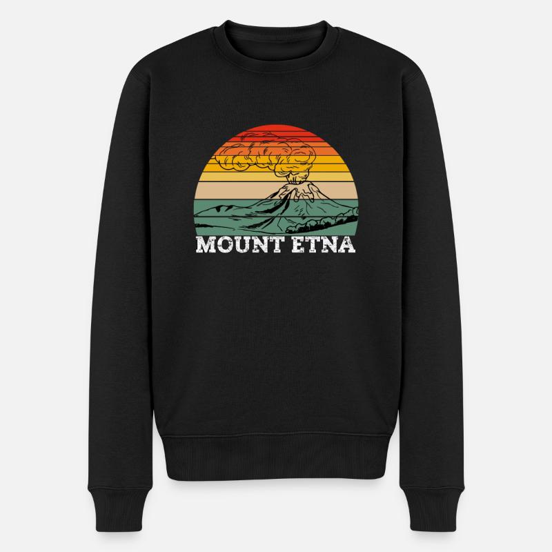Mount Etna - Männer Premium Bio Pullover - Schwarz