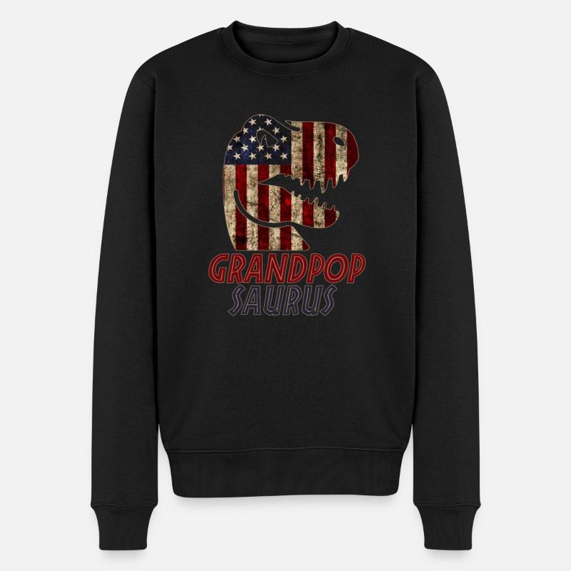 Grand-père patriotique Dinosaure - Pull Premium bio Homme - noir