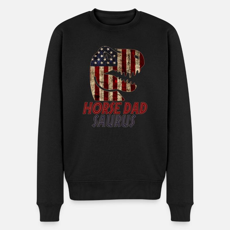 Cheval patriotique papa Dinosaure - Pull Premium bio Homme - noir