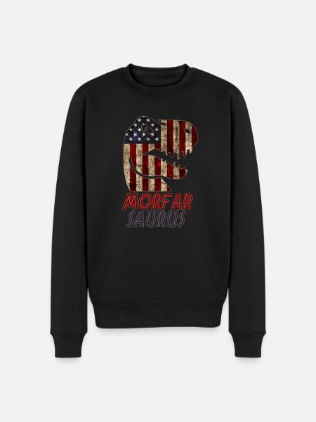 Patriotic Morfar Dinosaur - Männer Premium Bio Pullover - Schwarz