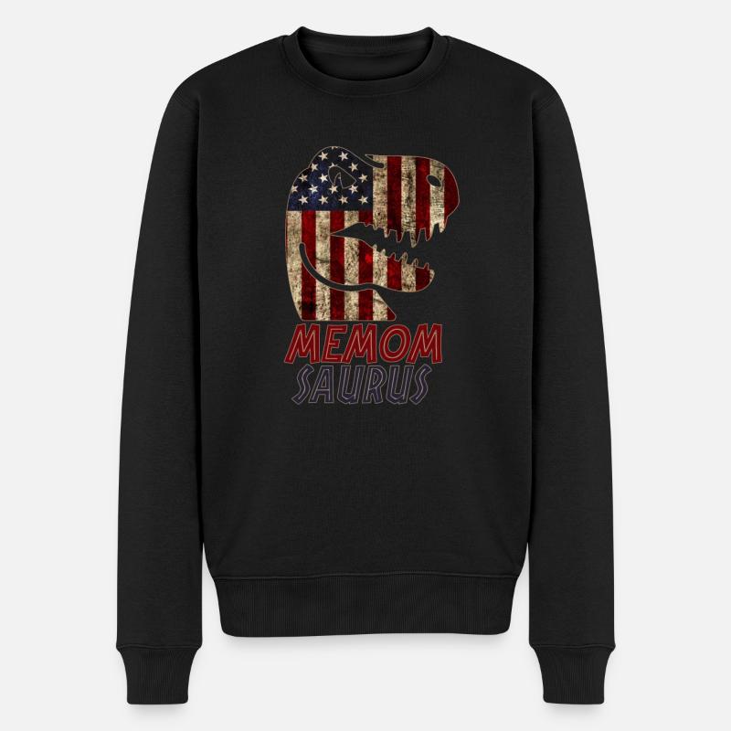 Patriotic Memom Dinosaur - Männer Premium Bio Pullover - Schwarz