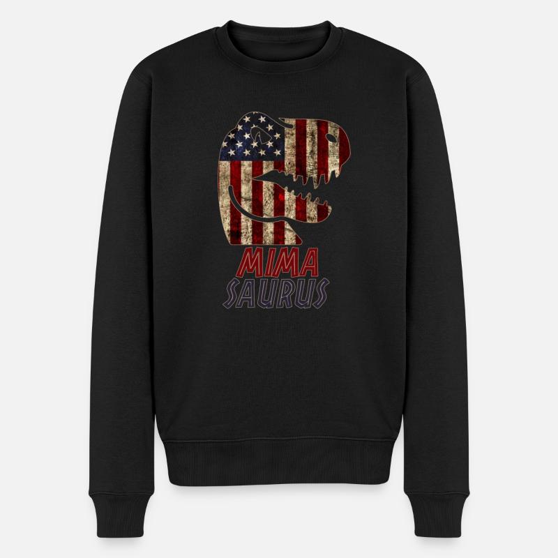 Patriotic Mima Dinosaur - Männer Premium Bio Pullover - Schwarz
