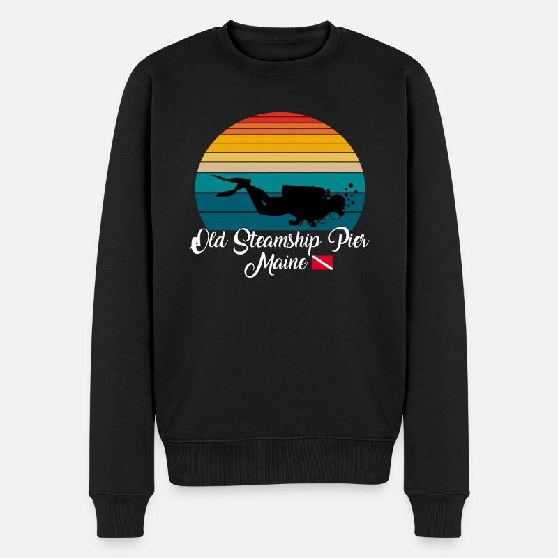 Old Steamship Pier Maine Diving - Männer Premium Bio Pullover - Schwarz