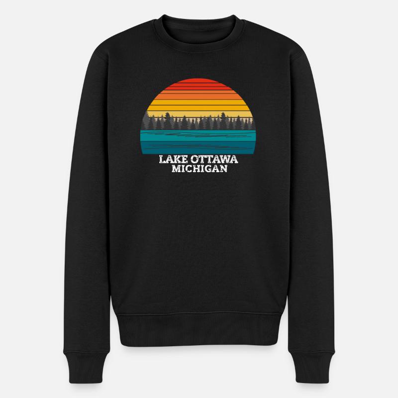 Lake Ottawa Michigan - Männer Premium Bio Pullover - Schwarz