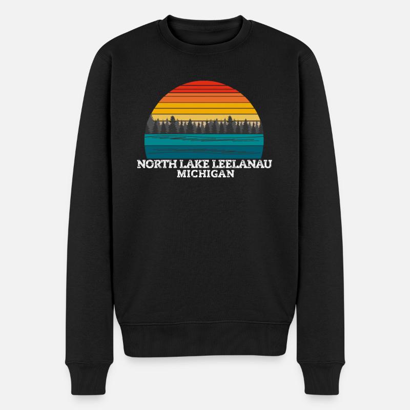 North Lake Leelanau Michigan - Pull Premium bio Homme - noir