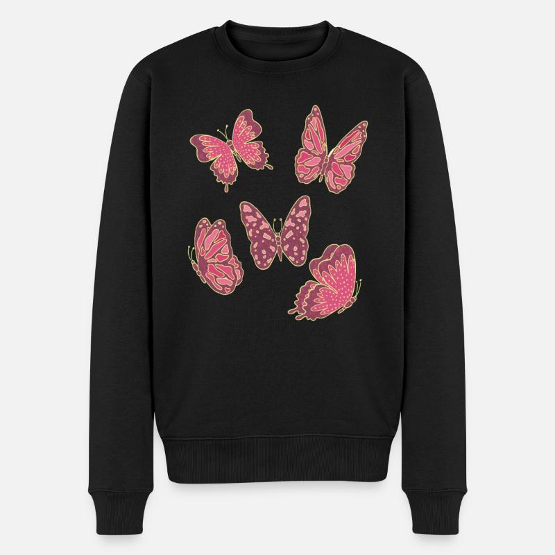 Schmetterling Butterfly Natur - Männer Premium Bio Pullover - Schwarz