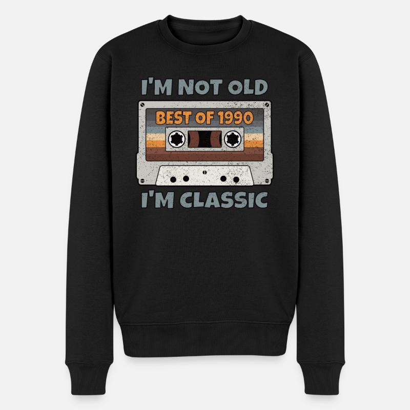 I'M NOT OLD I'M CLASSIC BETS OF 1990 Vintage-Geschenk - Männer Premium Bio Pullover - Schwarz