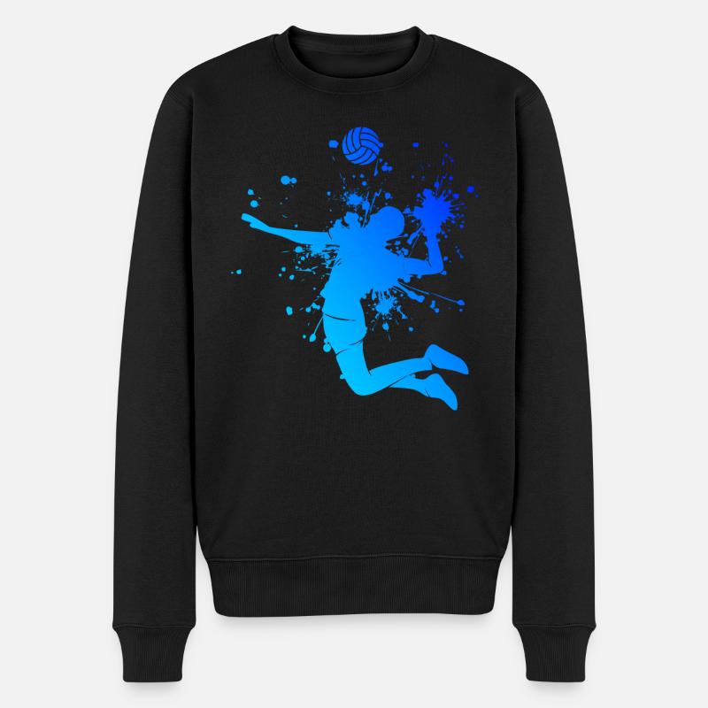 Volleyballspieler Herren Damen Beach Volley - Männer Premium Bio Pullover - Schwarz