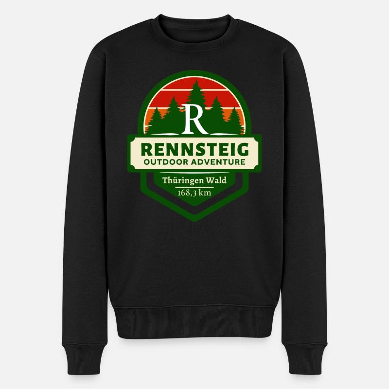 Rennsteig-Höhenweg des Thüringer Waldes - Männer Premium Bio Pullover - Schwarz