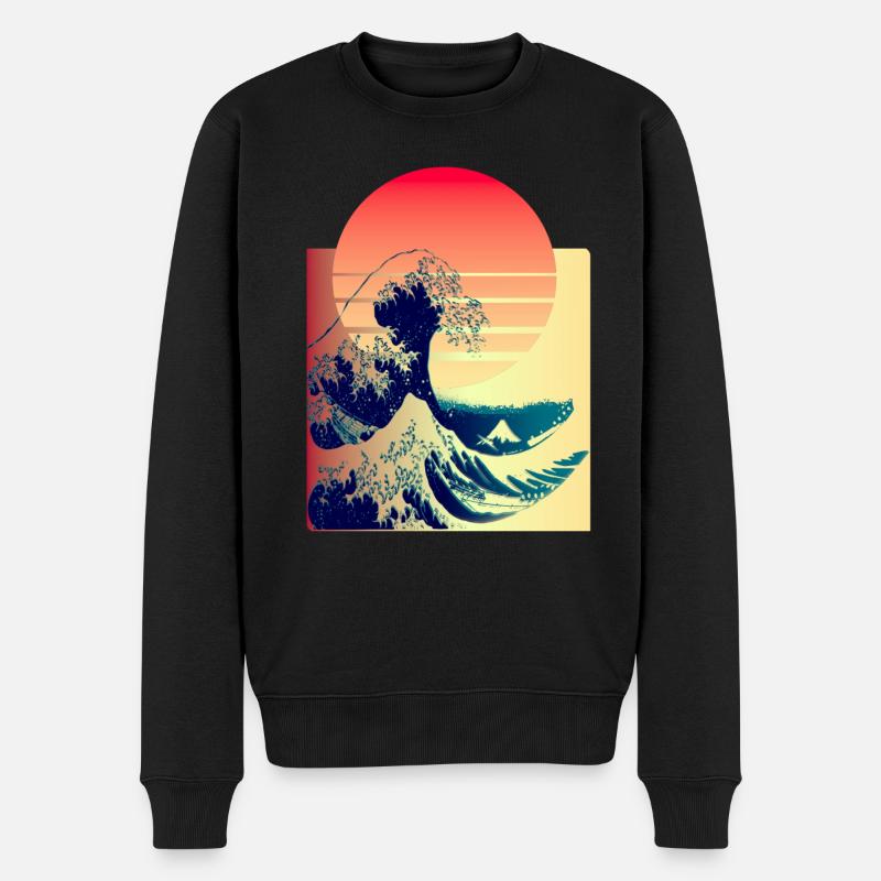 la grosse vague au large de Kanagawa - Pull Premium bio Homme - noir