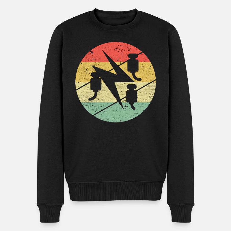 Elektriker Zunftsymbol Auf Vintage Retro Farben - Männer Premium Bio Pullover - Schwarz