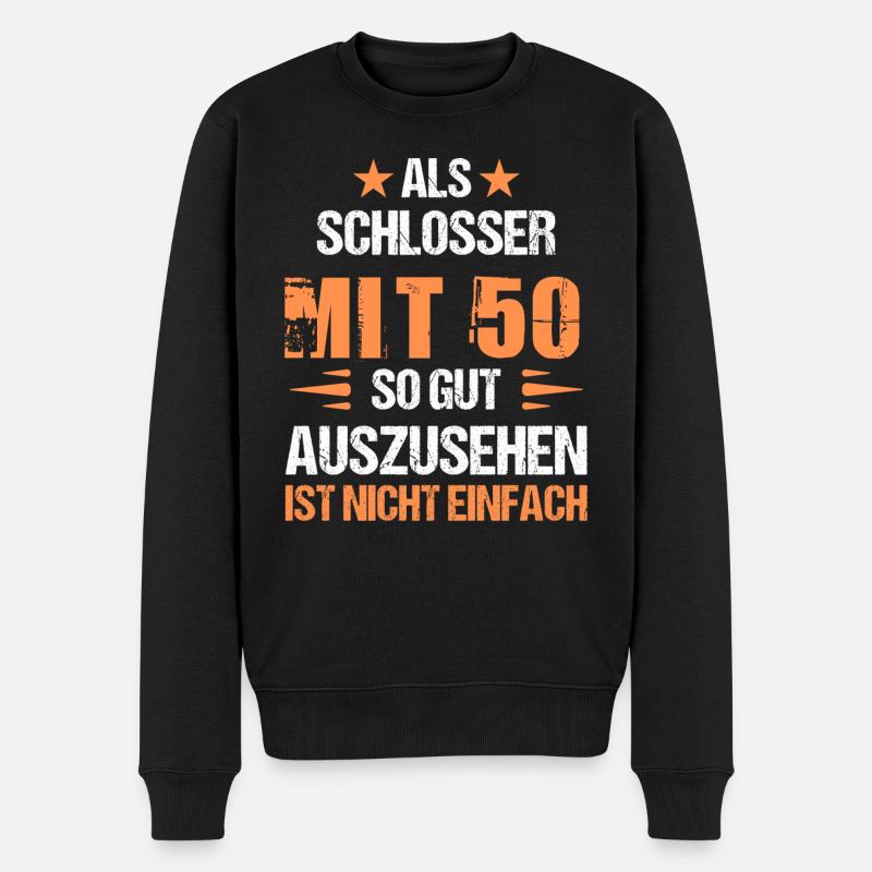 With 50 handsome locksmith - Men's Premium Organic Jumper - black