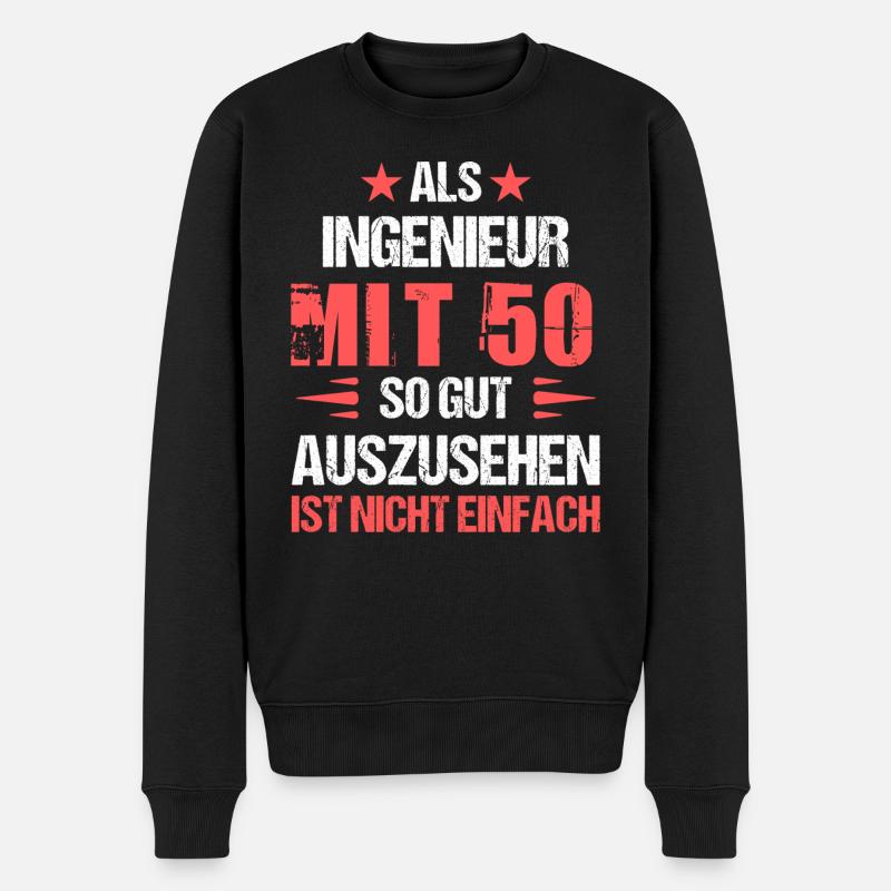 At 50 handsome engineer - Men's Premium Organic Jumper - black