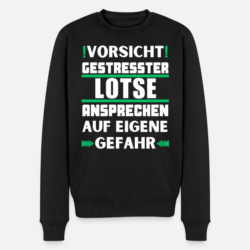 Gestresster Lotse nicht ansprechen! - Männer Premium Bio Pullover - Schwarz