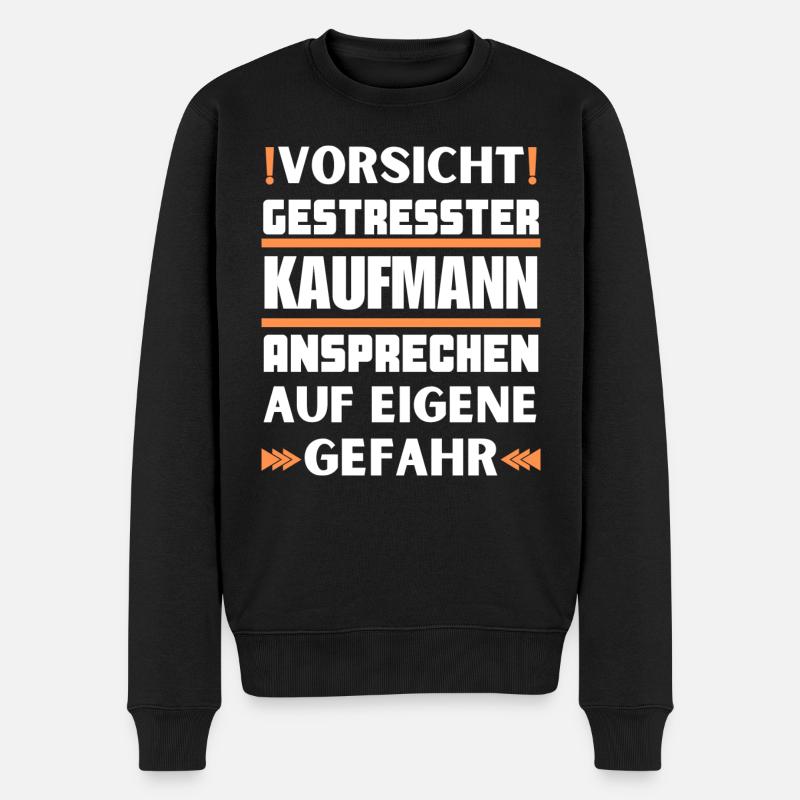 Gestresster Kaufmann nicht ansprechen! - Männer Premium Bio Pullover - Schwarz