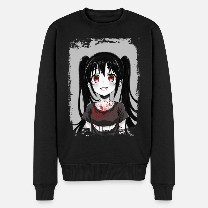 Manga Girl - Männer Premium Bio Pullover - Schwarz