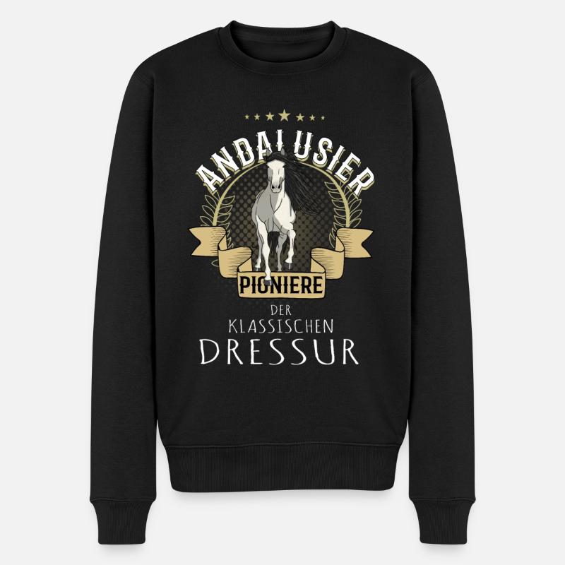 Andalusier Pioniere der klassischen Dressur - Männer Premium Bio Pullover - Schwarz