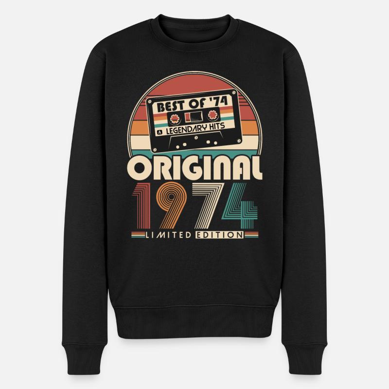 Original 1974 Jahrgang Vintage Retro Geburtstag - Männer Premium Bio Pullover - Schwarz