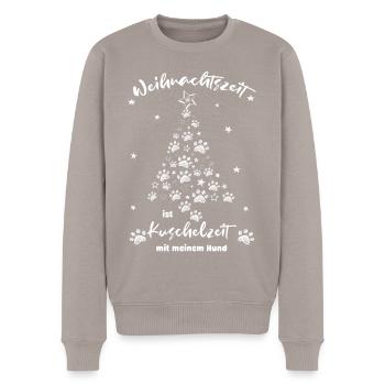 Weihnachtszeit ist Kuschelzeit mit meinem Hund - Männer Premium Bio Pullover - Taupe - Vorne - Nico (187cm)