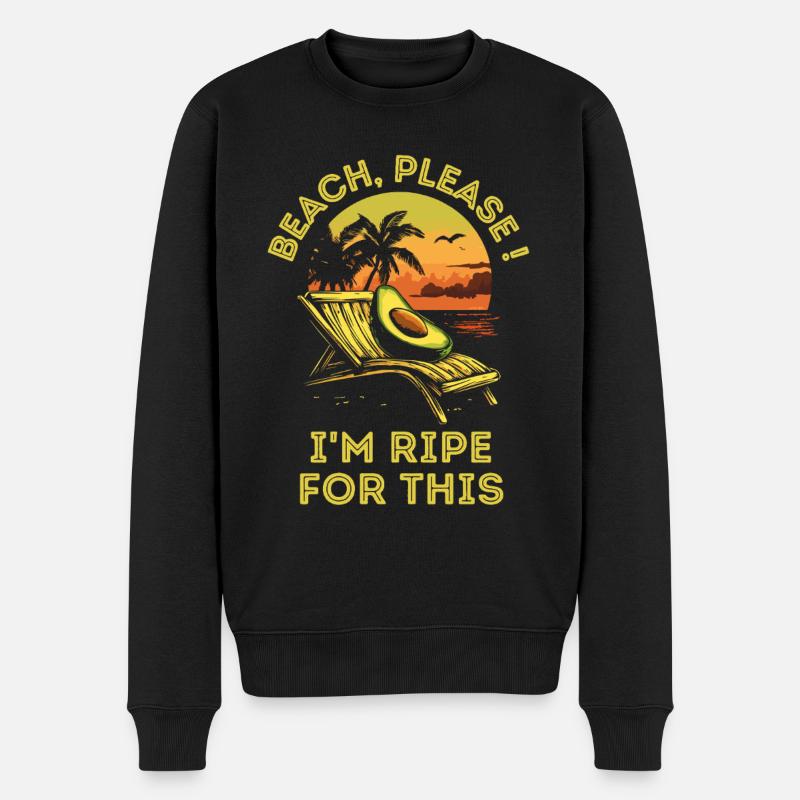Avocado am Strand mit lustigem Spruch - Männer Premium Bio Pullover - Schwarz
