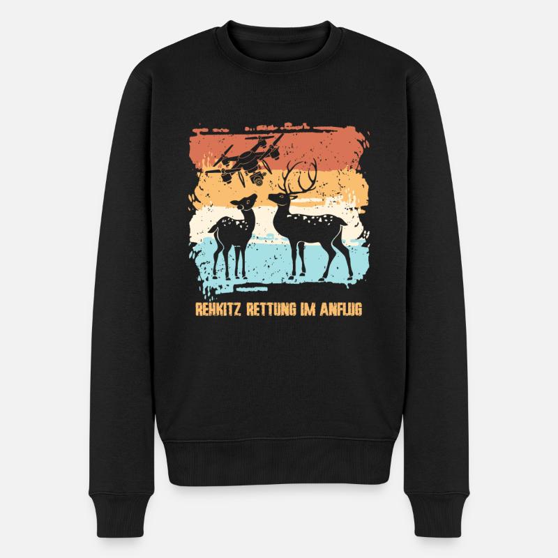 Drohne Drohnen fliegen Rehkitzrettung - Männer Premium Bio Pullover - Schwarz