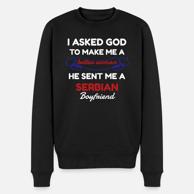 Geschenk Freundin | Serbischer Freund Serbien - Männer Premium Bio Pullover - Schwarz
