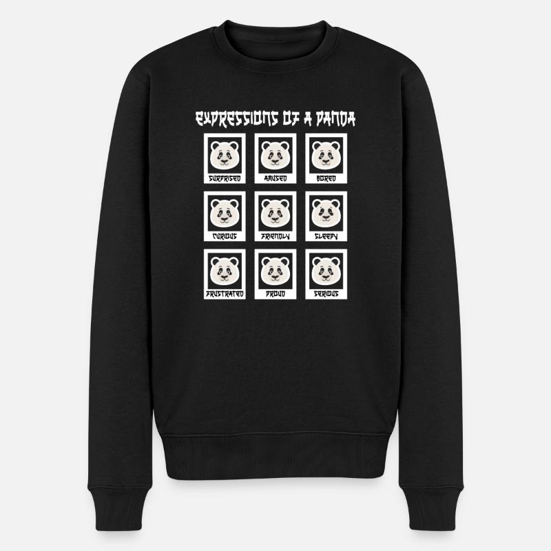 Emotionen eines Panda - Expressions of a Panda - Männer Premium Bio Pullover - Schwarz