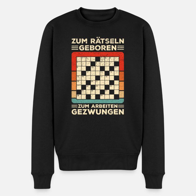 Kreuzworträtsel Buchstabenrätsel Quiz Rätsel - Männer Premium Bio Pullover - Schwarz