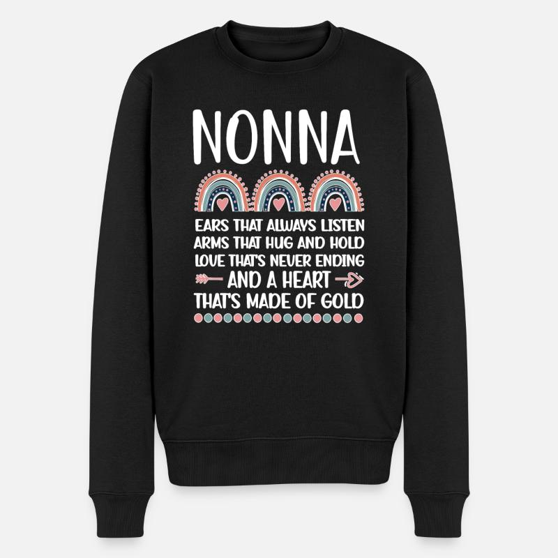 Nonna Oma Muttertag Geschenk Nonna Großmutter Süß - Männer Premium Bio Pullover - Schwarz