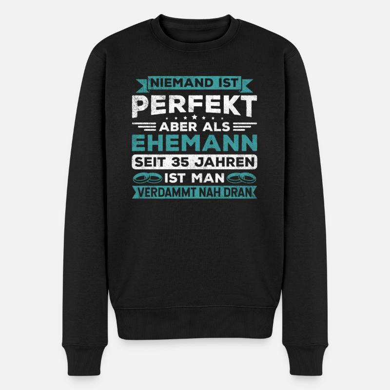 Hochzeitstag Jubiläum Verheiratet Ehe Ehemann - Männer Premium Bio Pullover - Schwarz